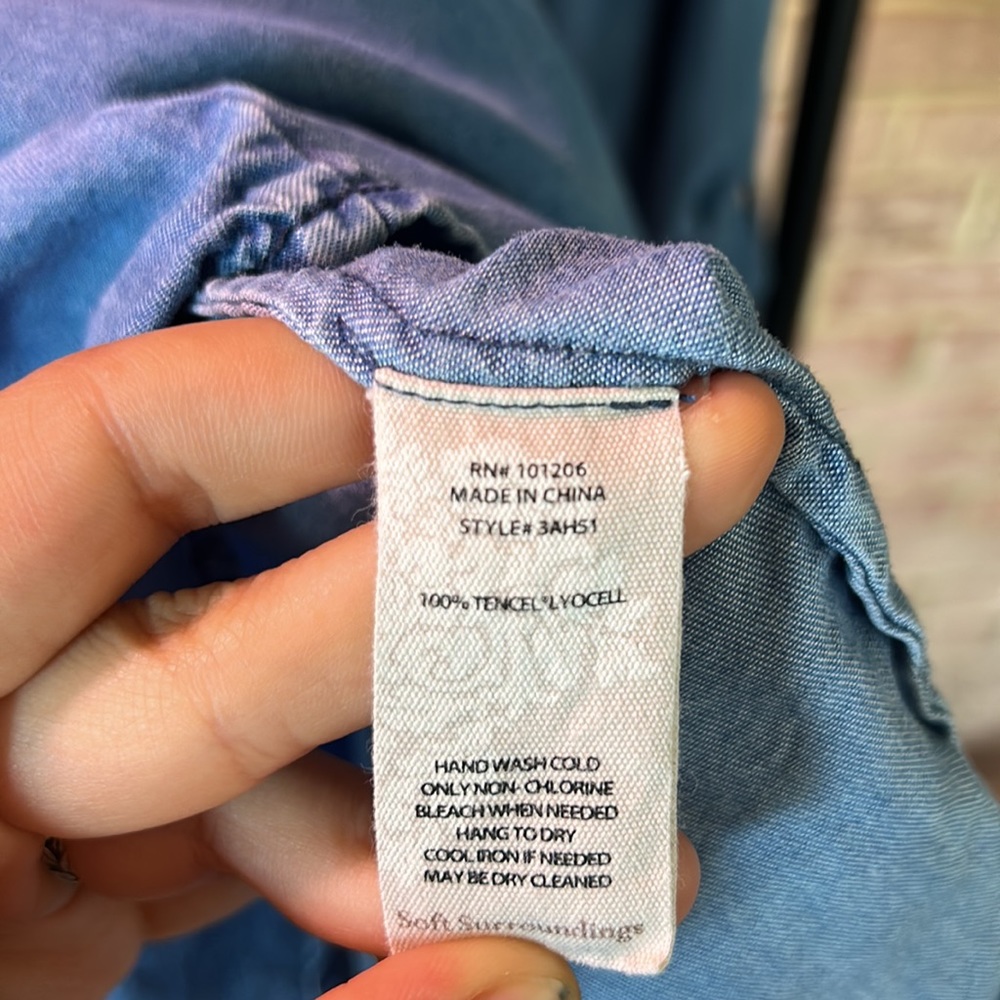 Soft Surroundings Wrap Button Chambray Top Tunic - image 5